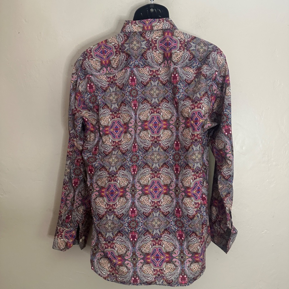 Tallia paisley Long Sleeve Shirt Large 16.5 Gently worn 100% cotton 24" armpits - Picture 3 of 4